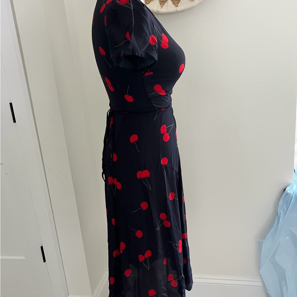 Realisation Par Blue Puff Sleeve Wrap Dress - Picture 2 of 4